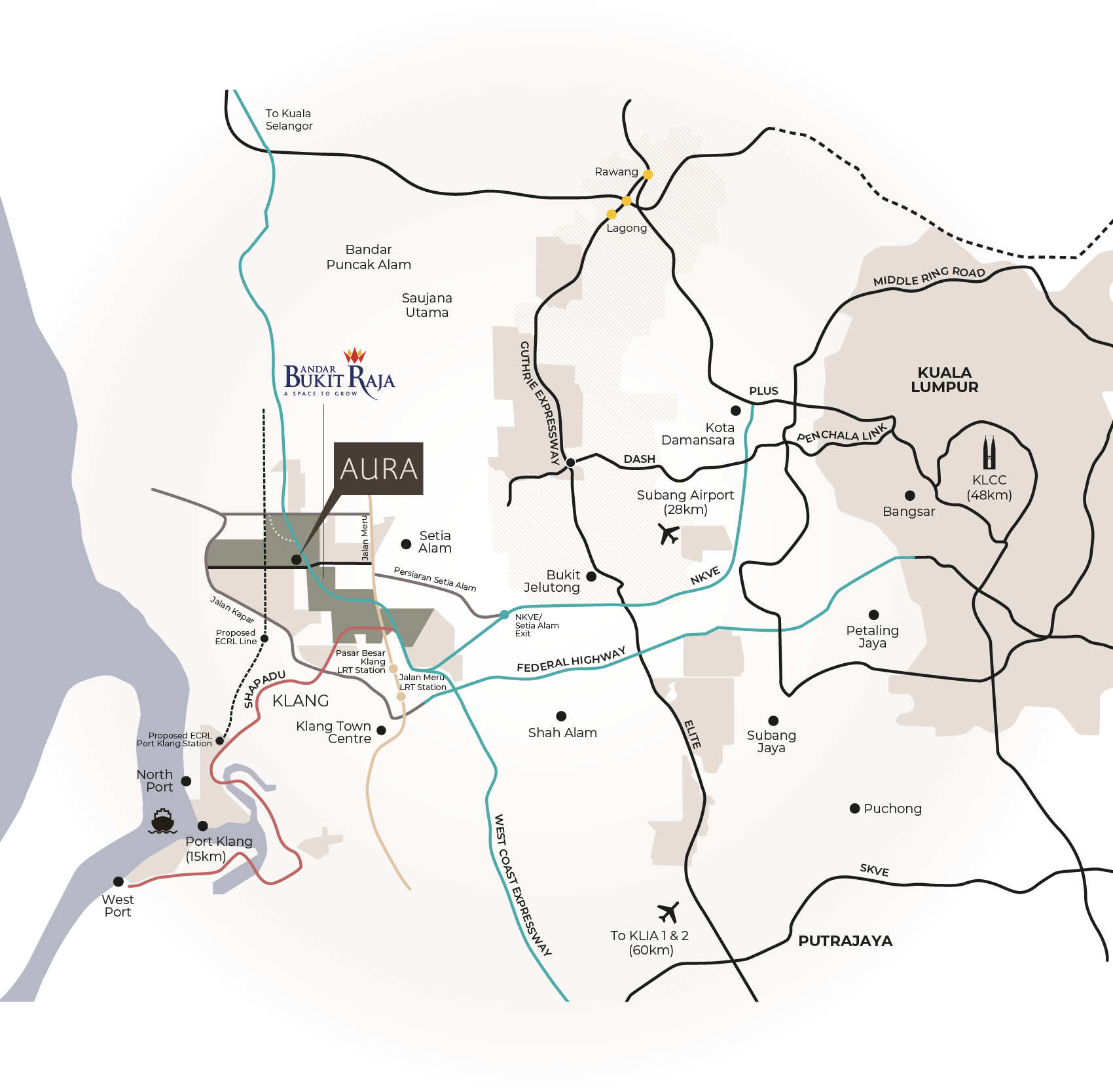 Strategic Location Map of Aura at Bandar Bukit Raja 3 Klang