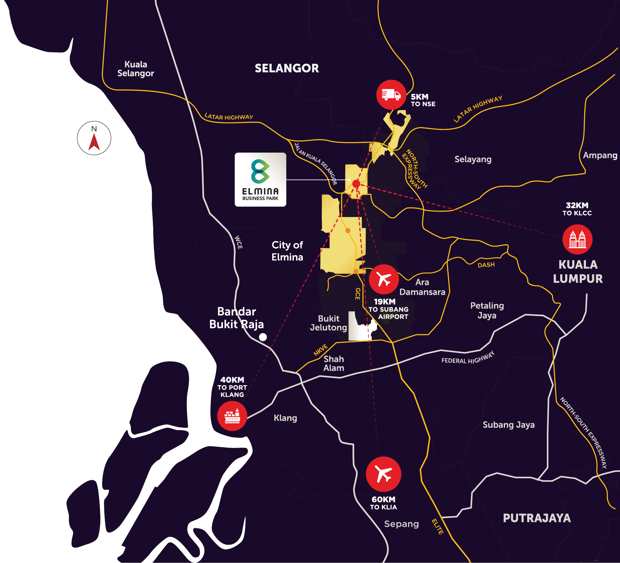 Strategic Location Map - Industrial Property Near Port Klang and Industrial Park Near Subang Airport