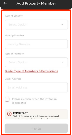 Invite member form